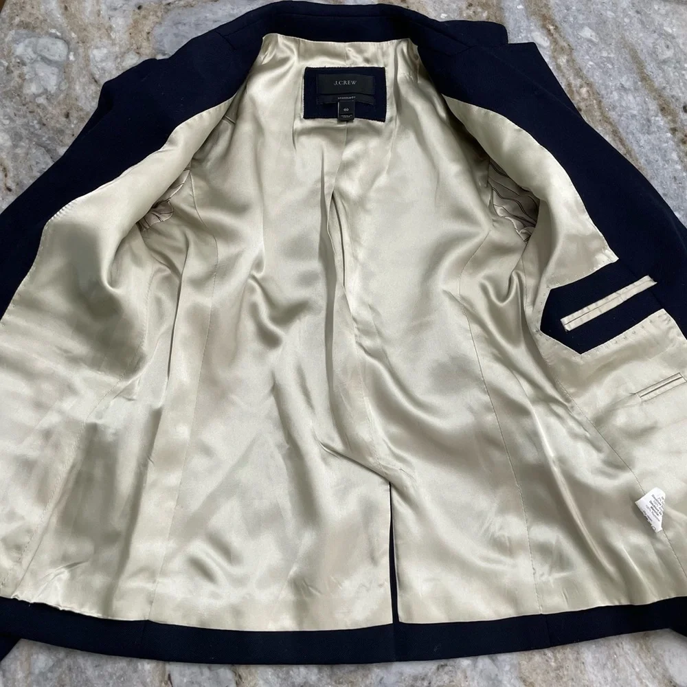 J. Crew Schoolboy Blazer Navy Blue Wool Blend Jacket Gold Buttons